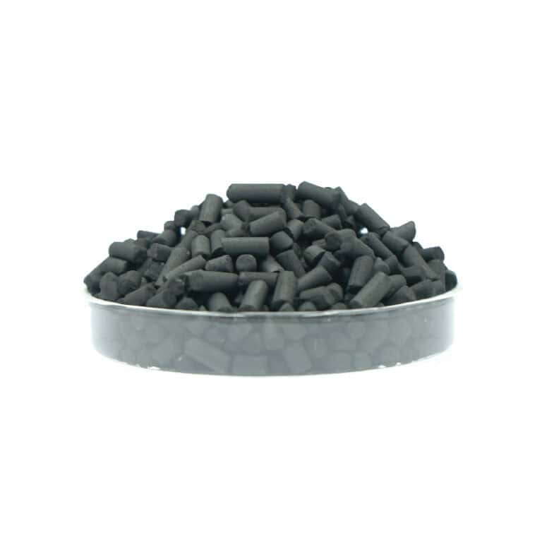Black charcoal pellets for air purification and odor control, ideal for Ventilation Systems, Circul-Aire, and HVAC applications.