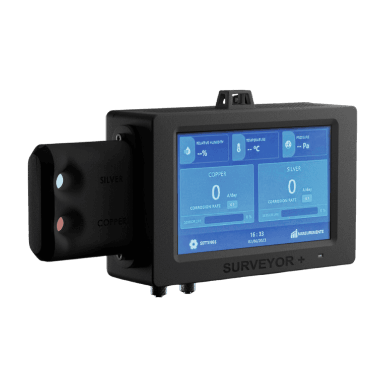 Advanced water quality monitoring device for Circul-Aire systems, highlighting corrosion rates and sensor data for optimal HVAC air treatment and water system management.